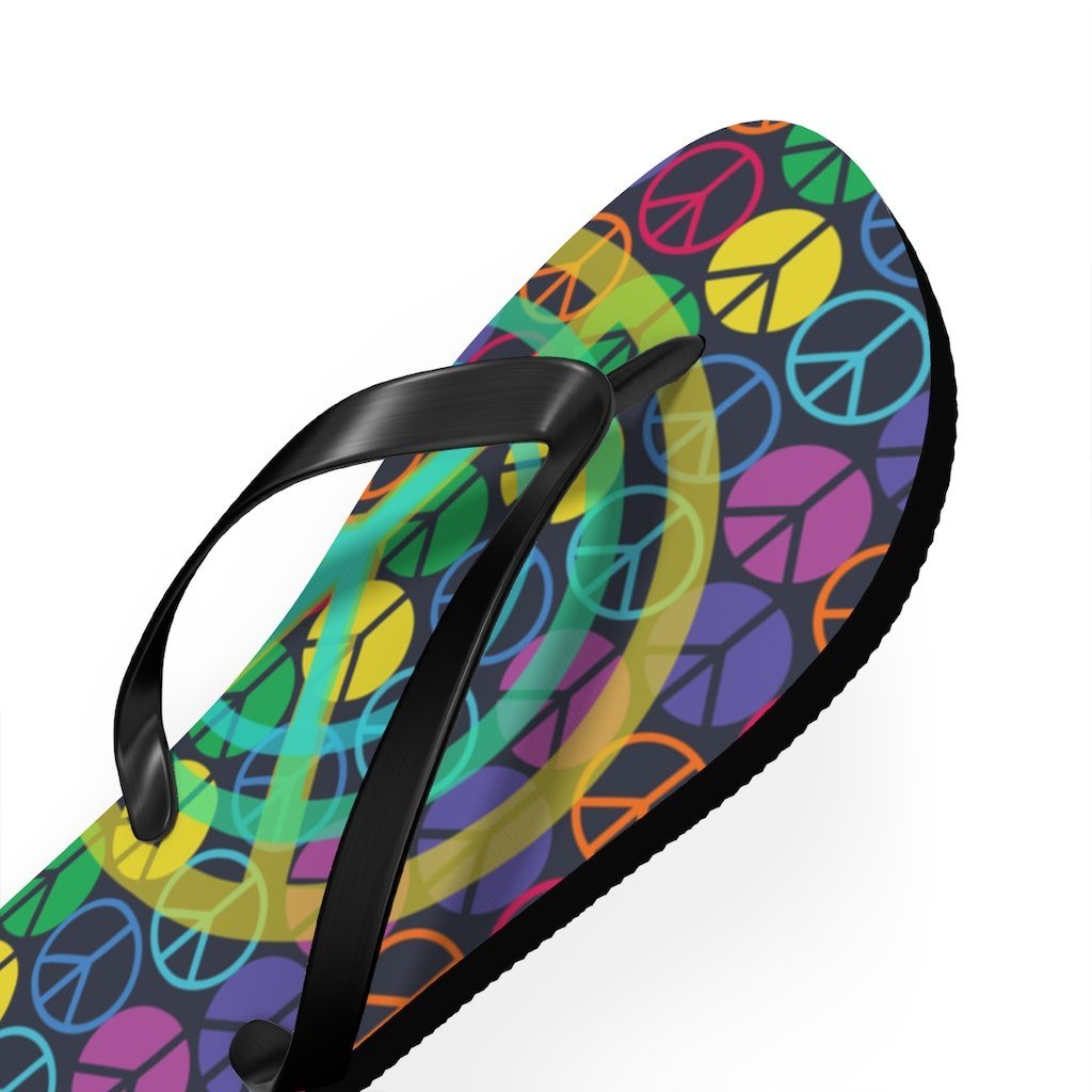 Peace Sign Pattern Unisex Flip Flops Shoes Printify