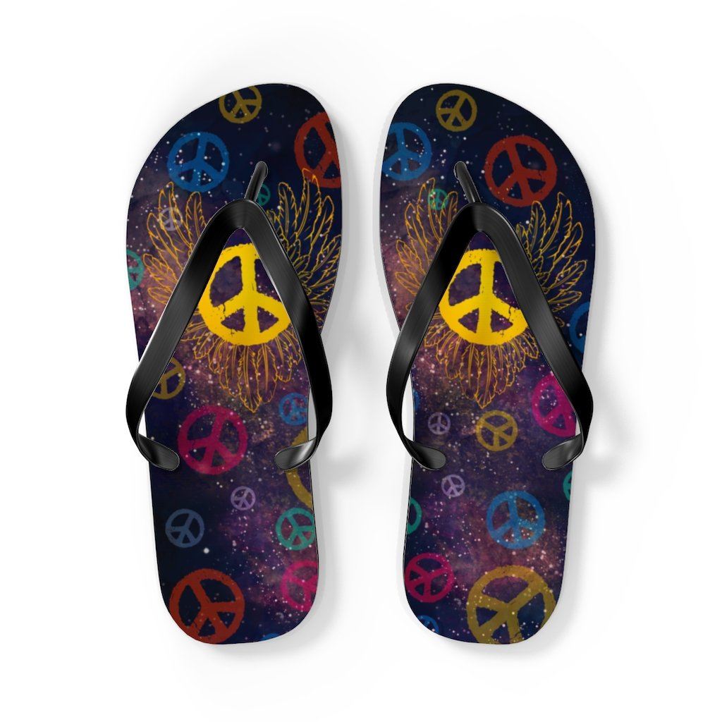 Dream Catcher Unisex Flip-Flops Shoes Printify L Black