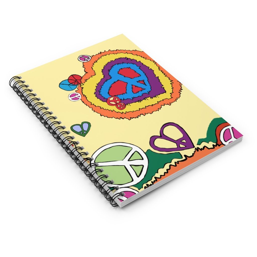 Peace & Love Spiral Notebook - Ruled Line Paper products Printify