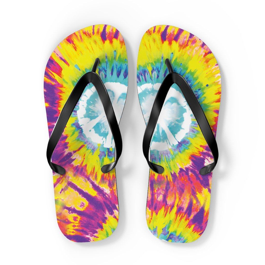 Tie Dye Unisex Flip-Flops Shoes Printify XL Black