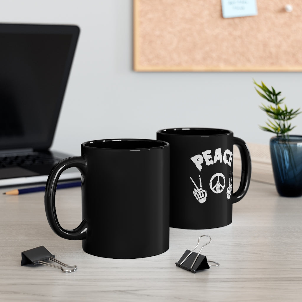 Peace Skeleton- 11oz Black Mug