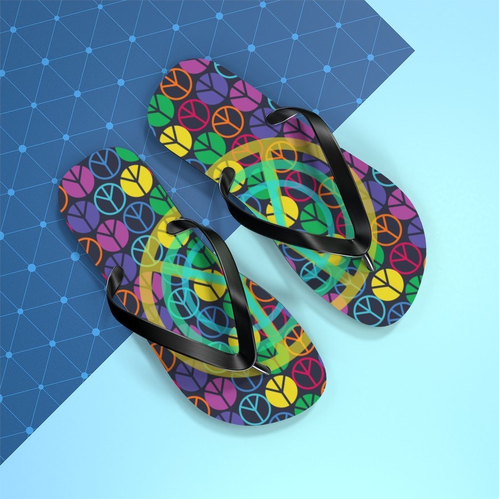 Peace Sign Pattern Unisex Flip Flops Shoes Printify
