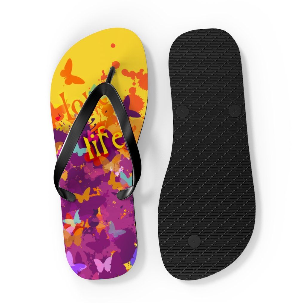 Love Life Unisex Flip-Flops Shoes Printify