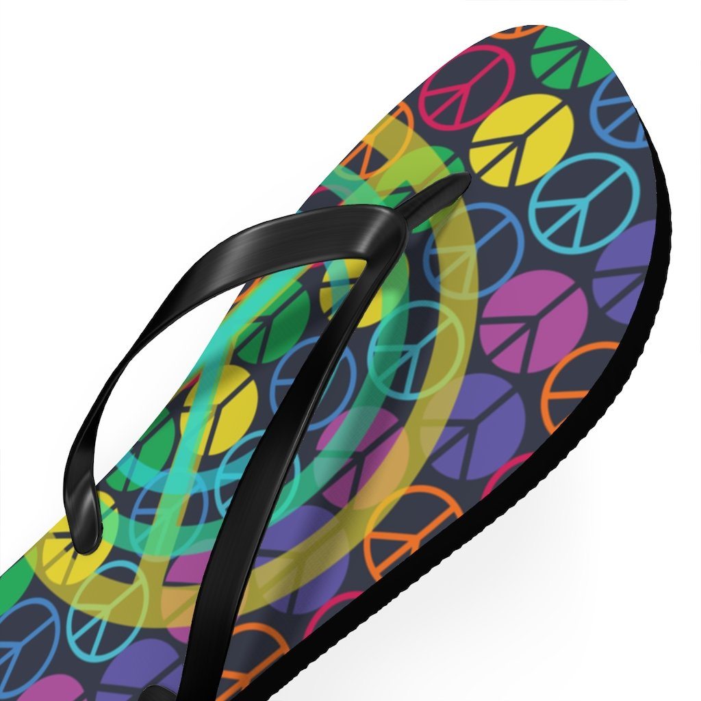 Peace Sign Pattern Unisex Flip Flops Shoes Printify