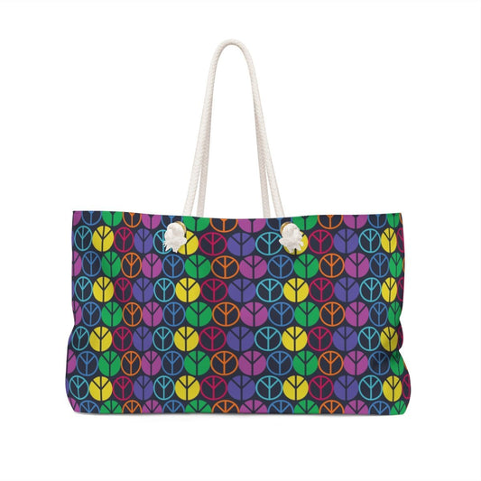 Peace Sign Pattern Weekender Bag Bags Printify