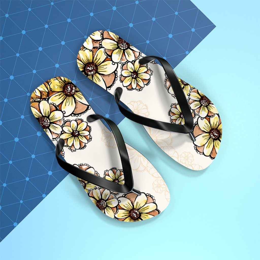 Boho Flowers Unisex Flip-Flops Shoes Printify