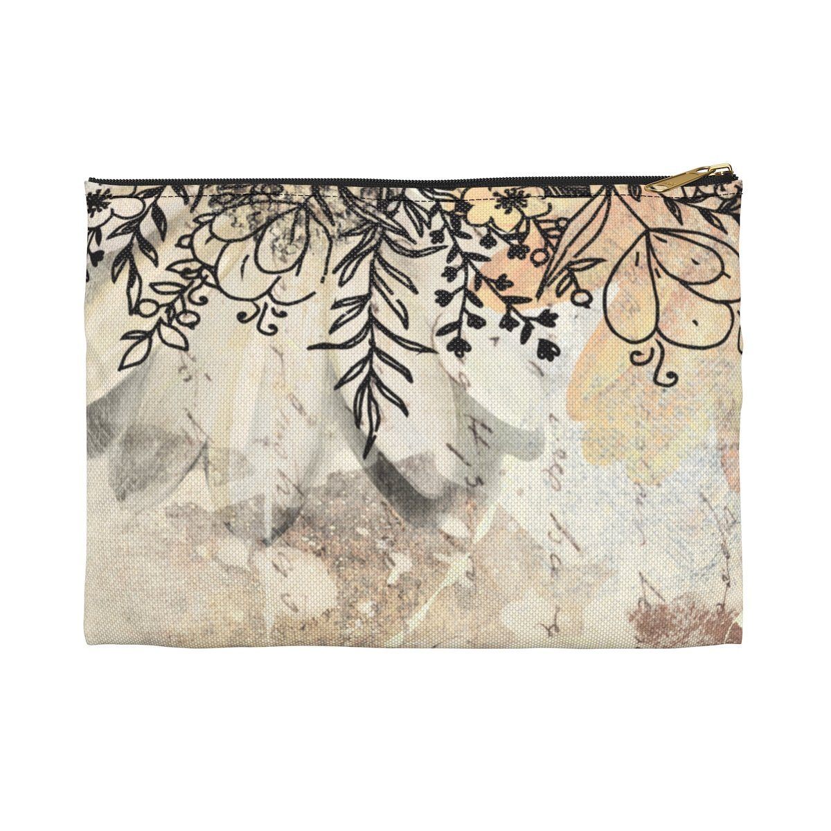 Boho Floral Accessory Pouch Bags Printify Small Black