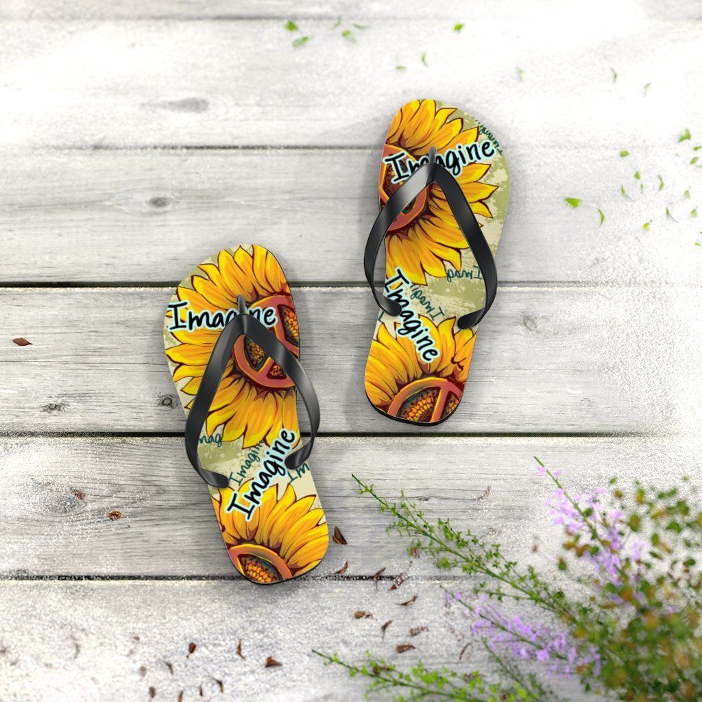 Imagine - Sunflower - Unisex FlipFlops Shoes Printify