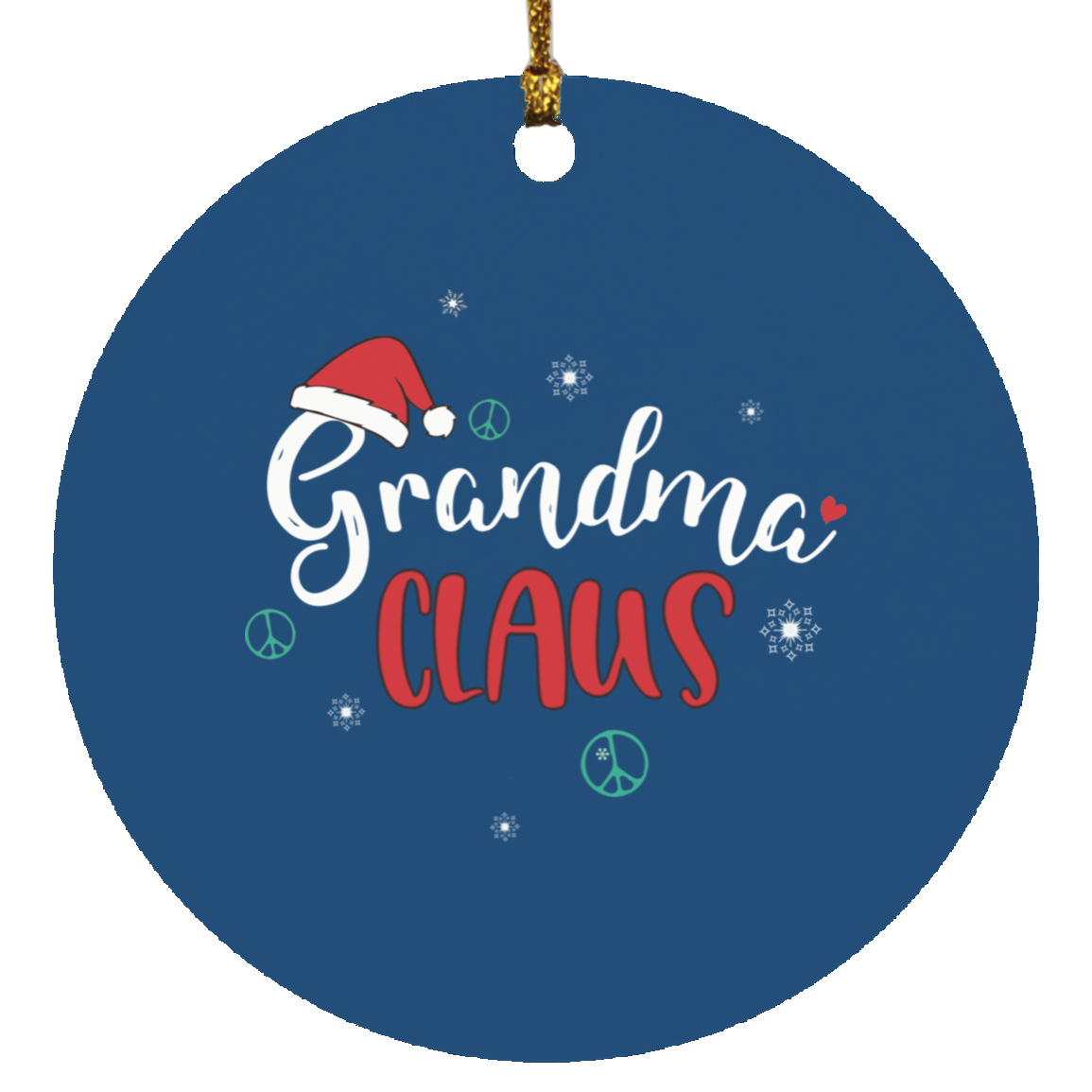 Grandma Claus- Circle Ornament