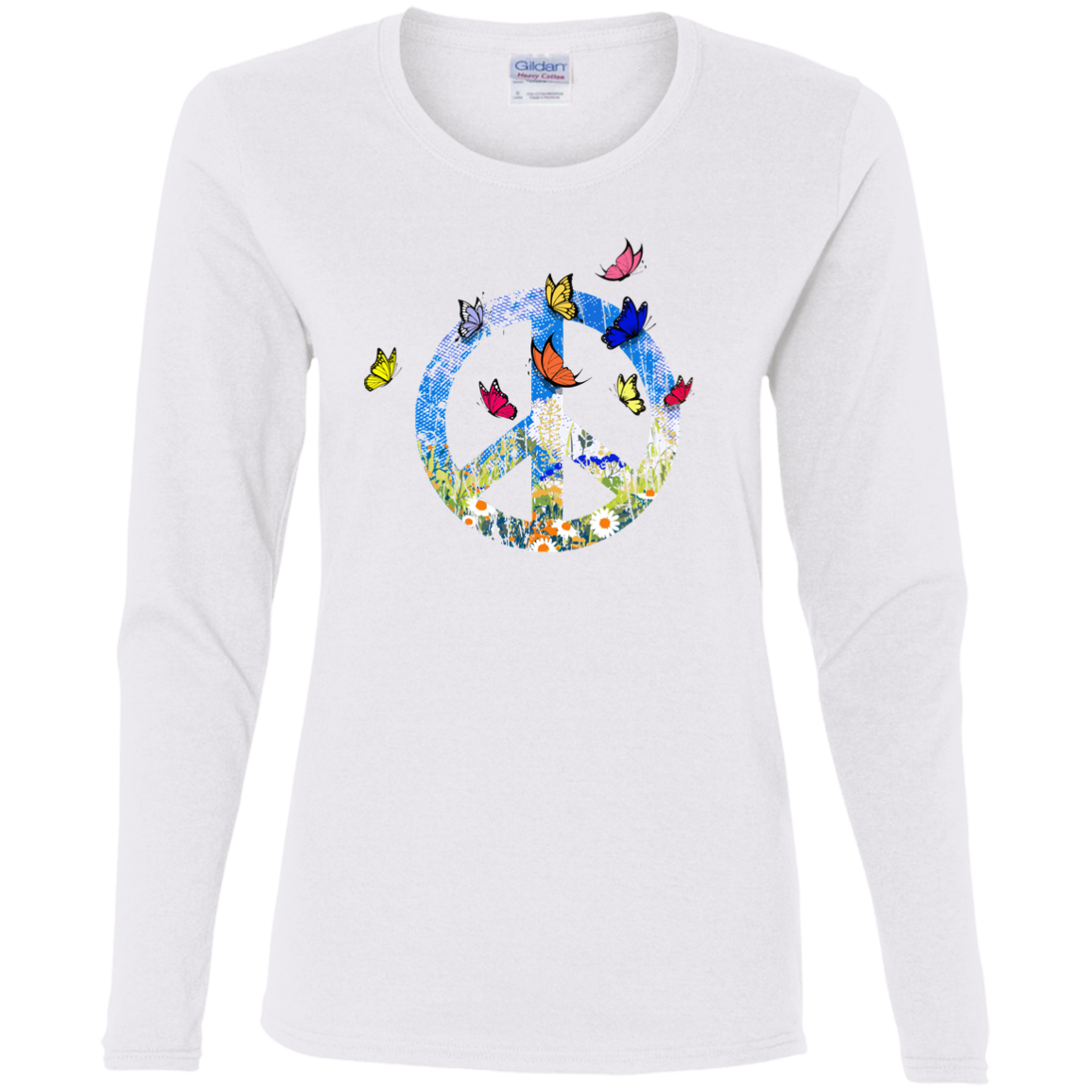 Spring Butterflies Ladies' Cotton LS T-Shirt