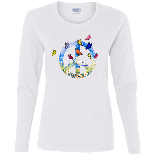 Spring Butterflies Ladies' Cotton LS T-Shirt