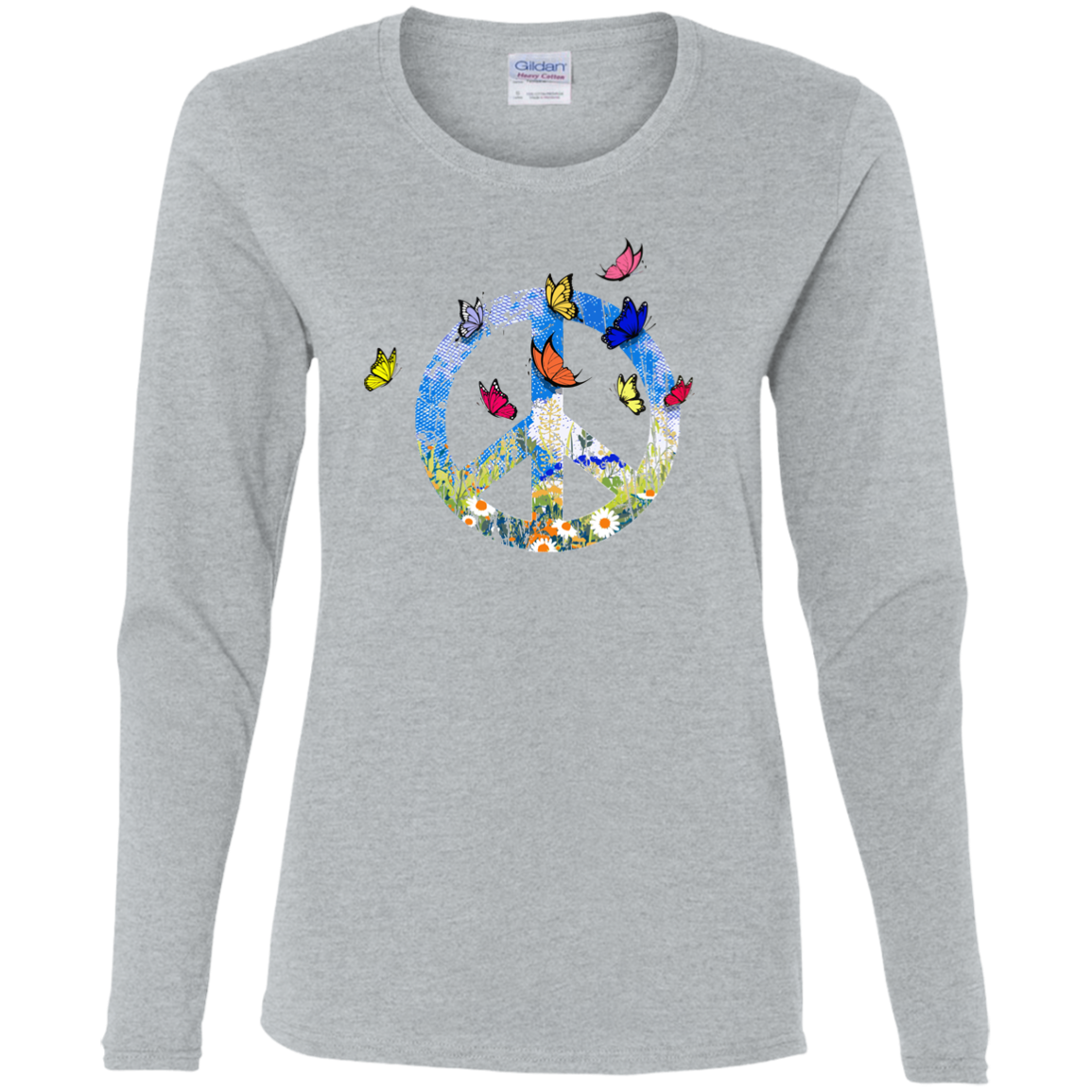 Spring Butterflies Ladies' Cotton LS T-Shirt