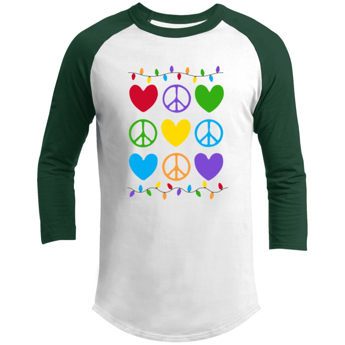 Peace Love Light 3/4 Sleeve Raglan T-shirts