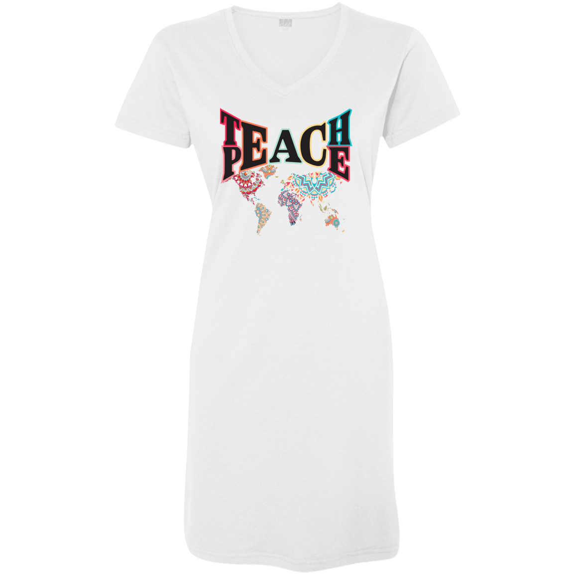 Teach Peace Ladies' V-Neck Fine Jersey Cover-Up