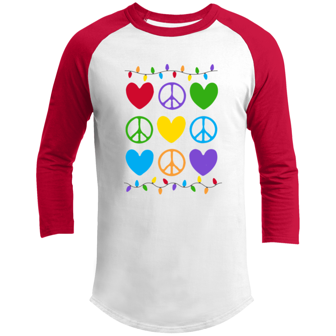 Peace Love Light 3/4 Sleeve Raglan T-shirts