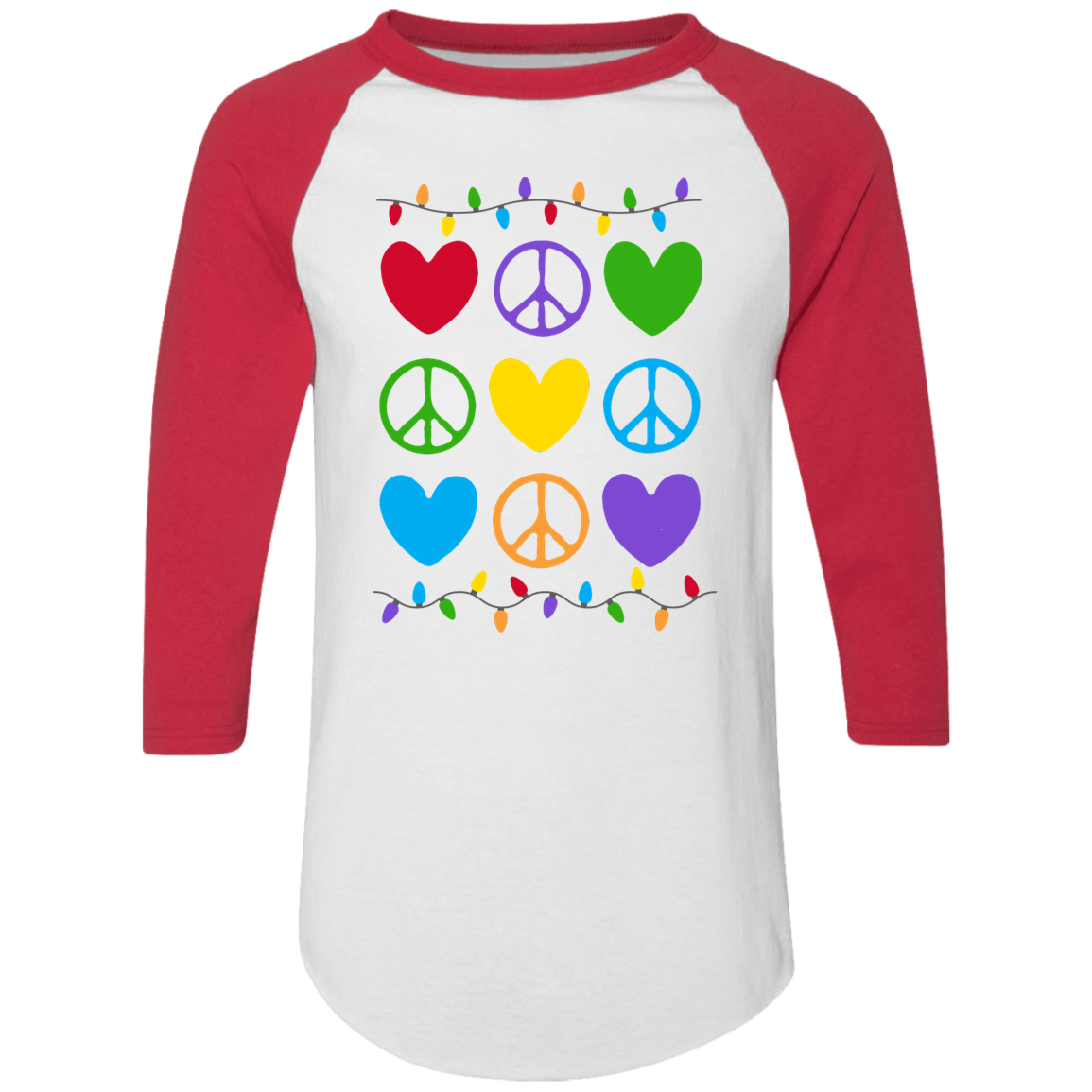 Peace Love Light 3/4 Sleeve Raglan T-shirts