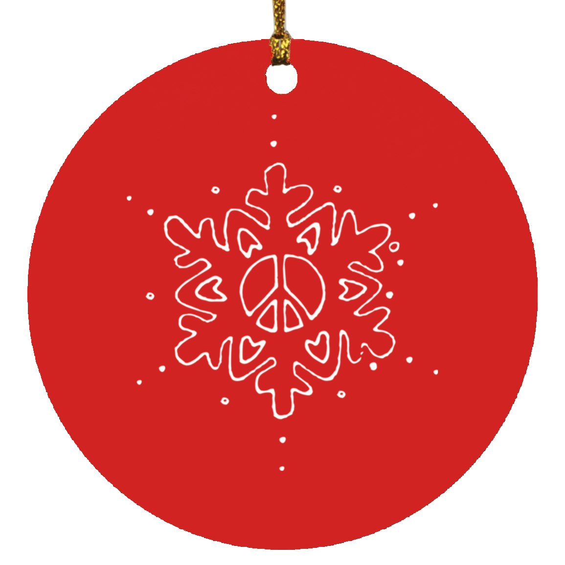 Peace- Love- Snow Flake- Circle Ornament