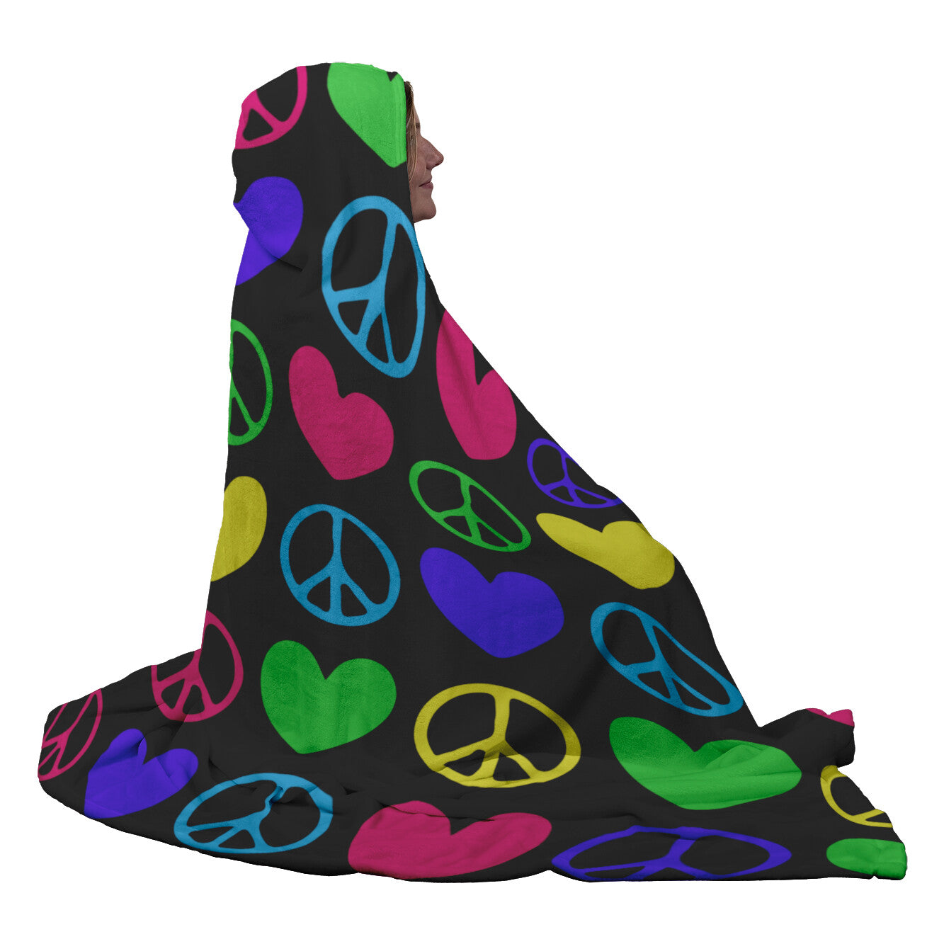 Peace And Love Hooded Blanket 