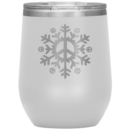 Peace Snowflake 12oz Wine Insulated Tumbler
