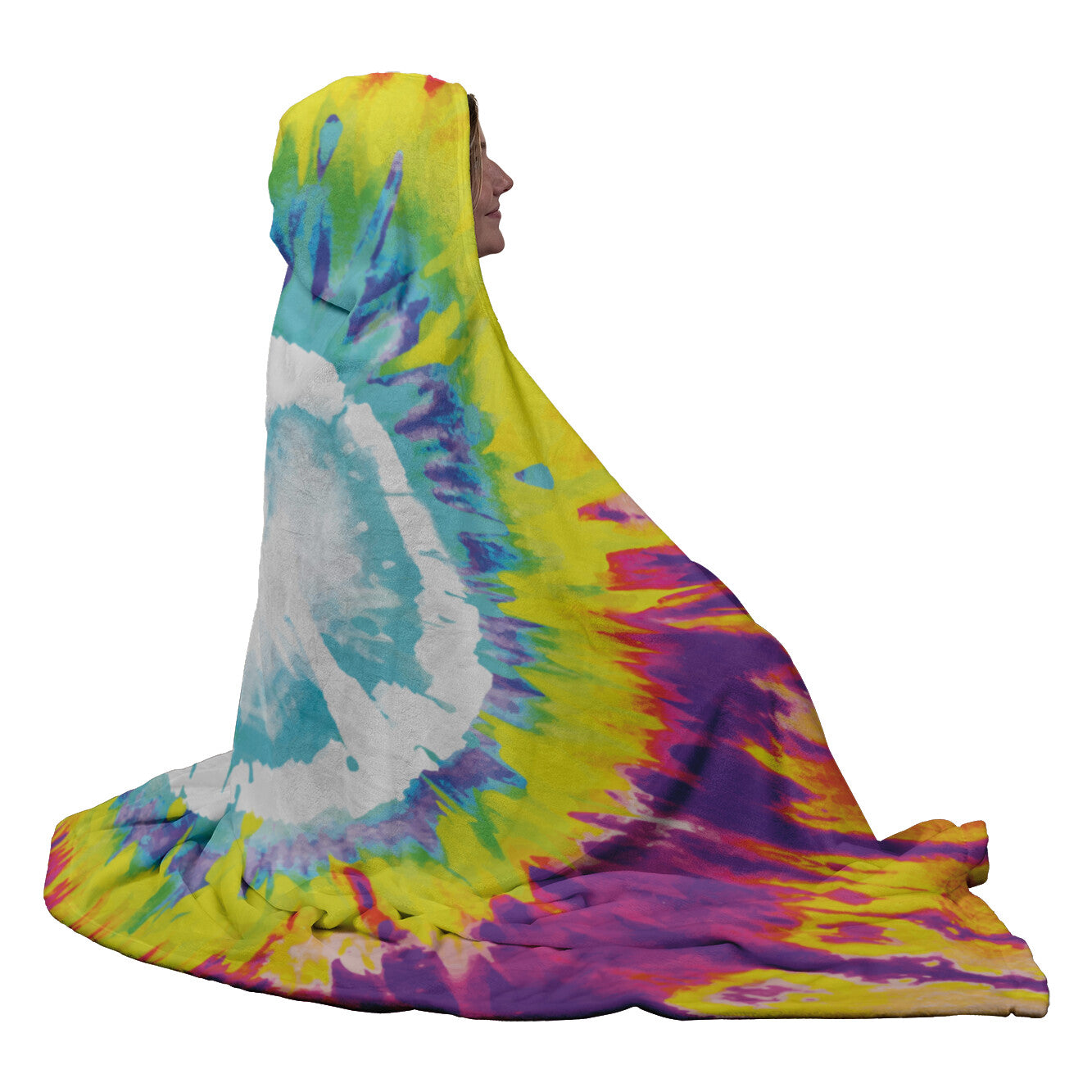Printed Tie Dye Hooded Blanket