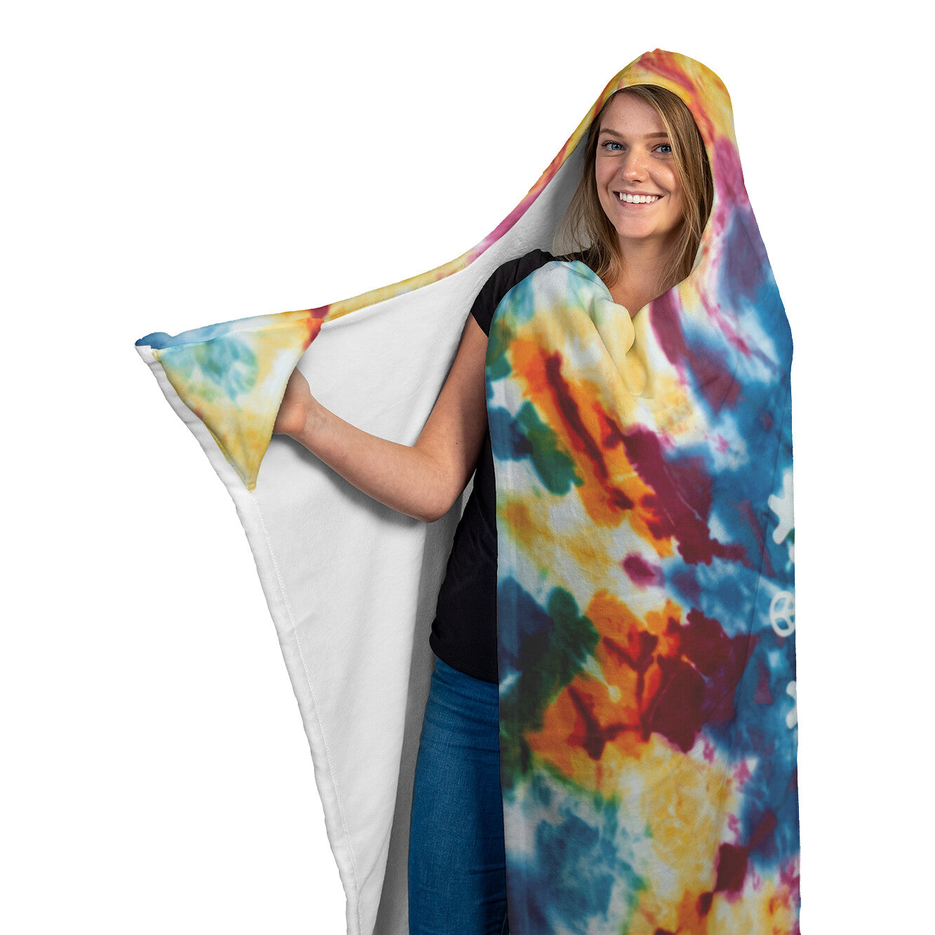 Snowflake Peace Sign Hooded Blanket
