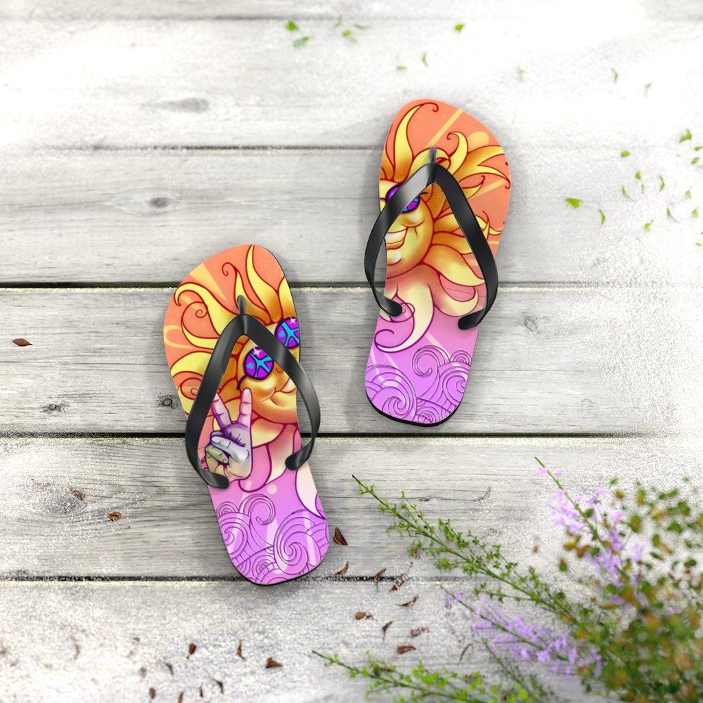 Sun - Peace Out - Unisex Flip Flops Shoes Printify