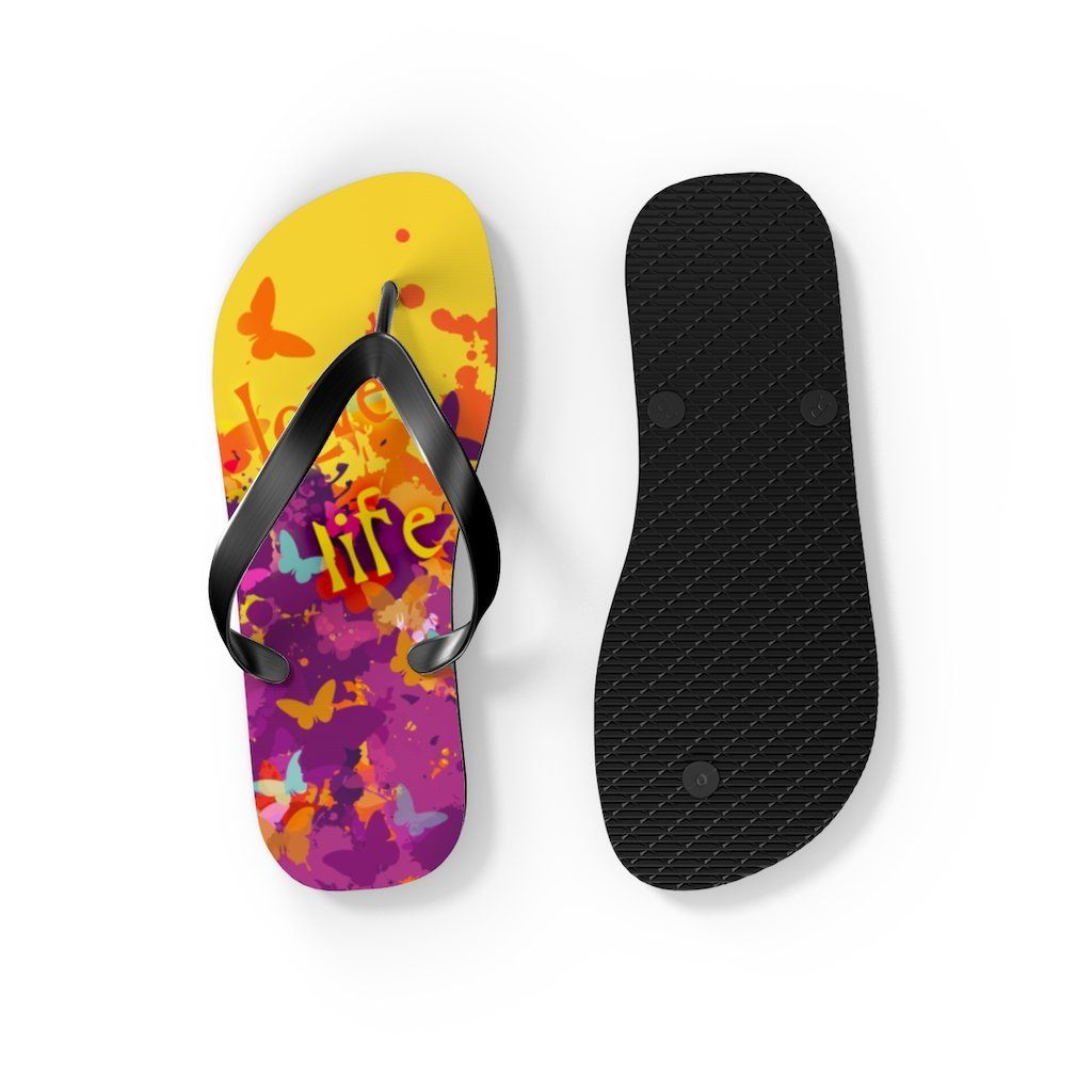 Love Life Unisex Flip-Flops Shoes Printify