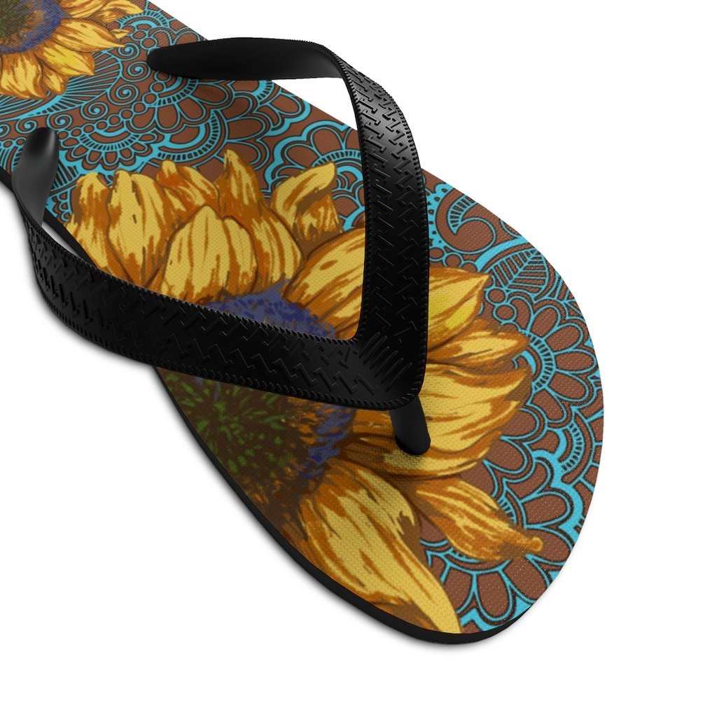 Sunflower Unisex Flip-Flops Shoes Printify