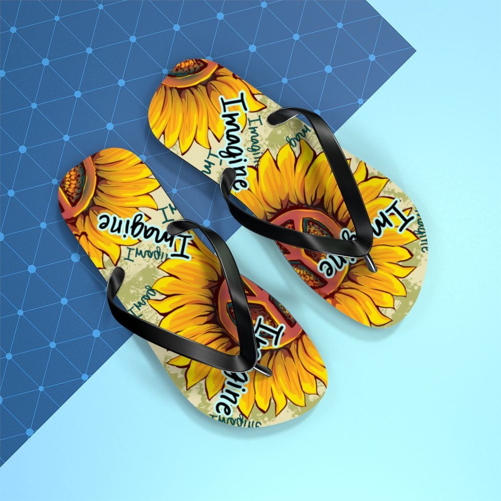 Imagine - Sunflower - Unisex FlipFlops Shoes Printify