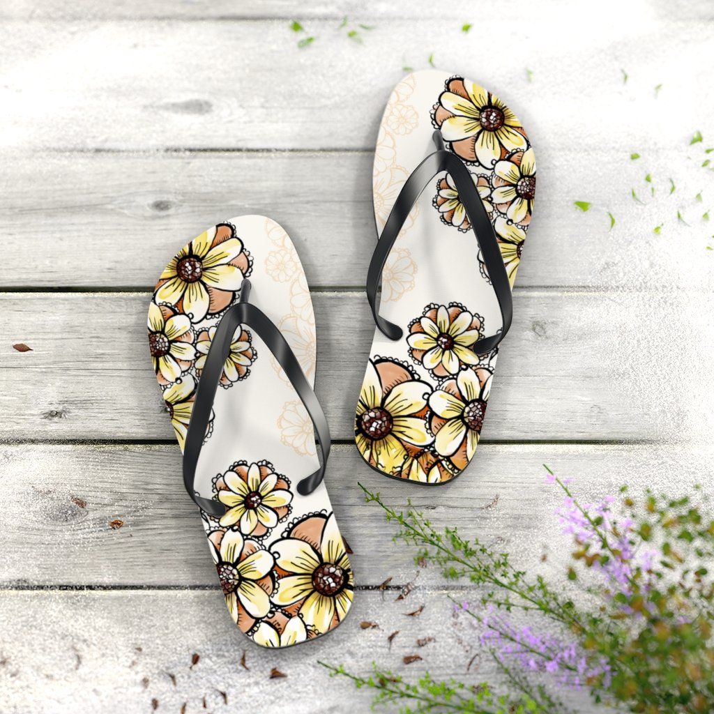 Boho Flowers Unisex Flip-Flops Shoes Printify