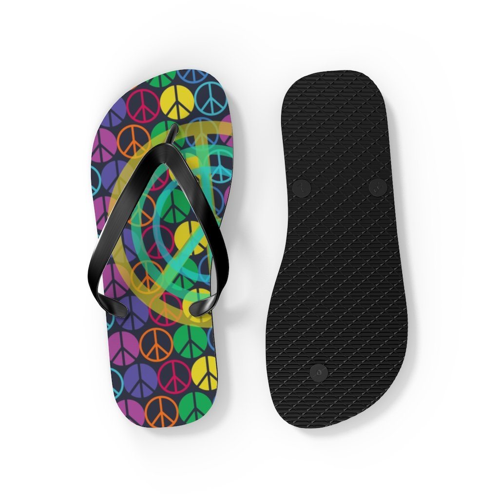Peace Sign Pattern Unisex Flip Flops Shoes Printify