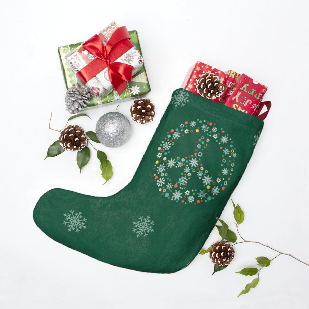 Holiday Peace Sign - Christmas Stockings Home Decor Printify One size