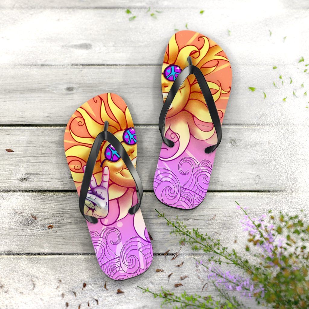 Sun - Peace Out - Unisex Flip Flops Shoes Printify