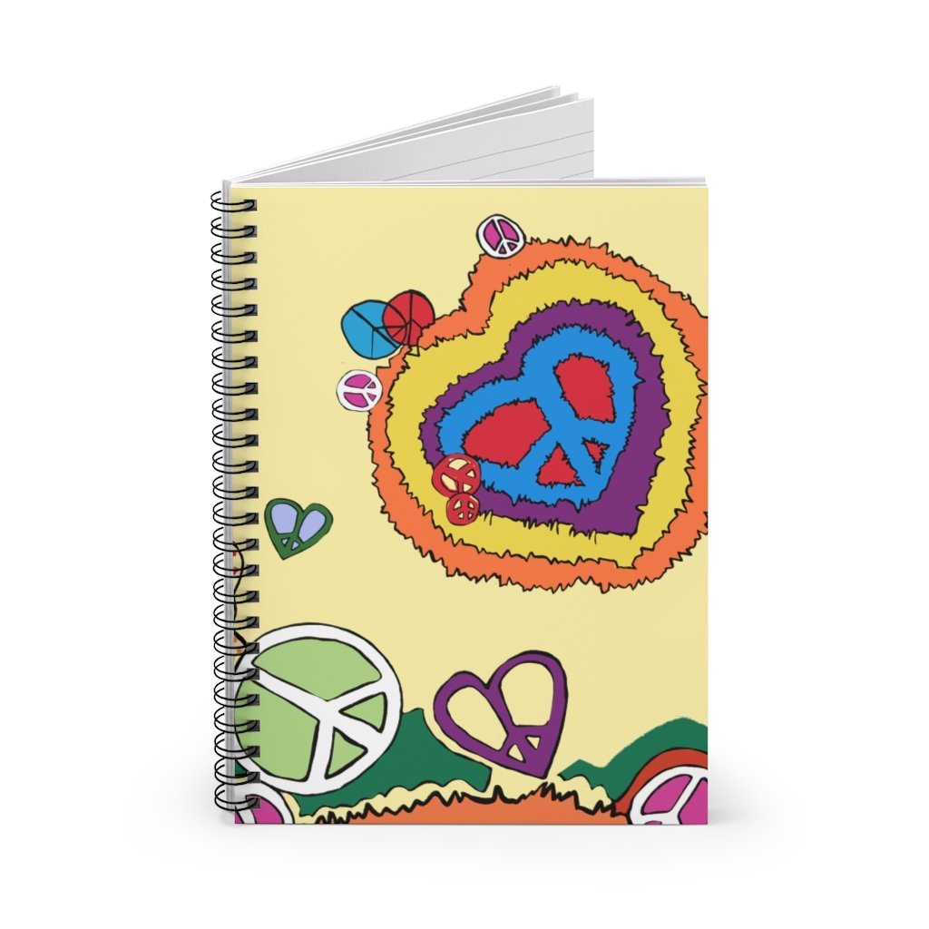 Peace & Love Spiral Notebook - Ruled Line Paper products Printify