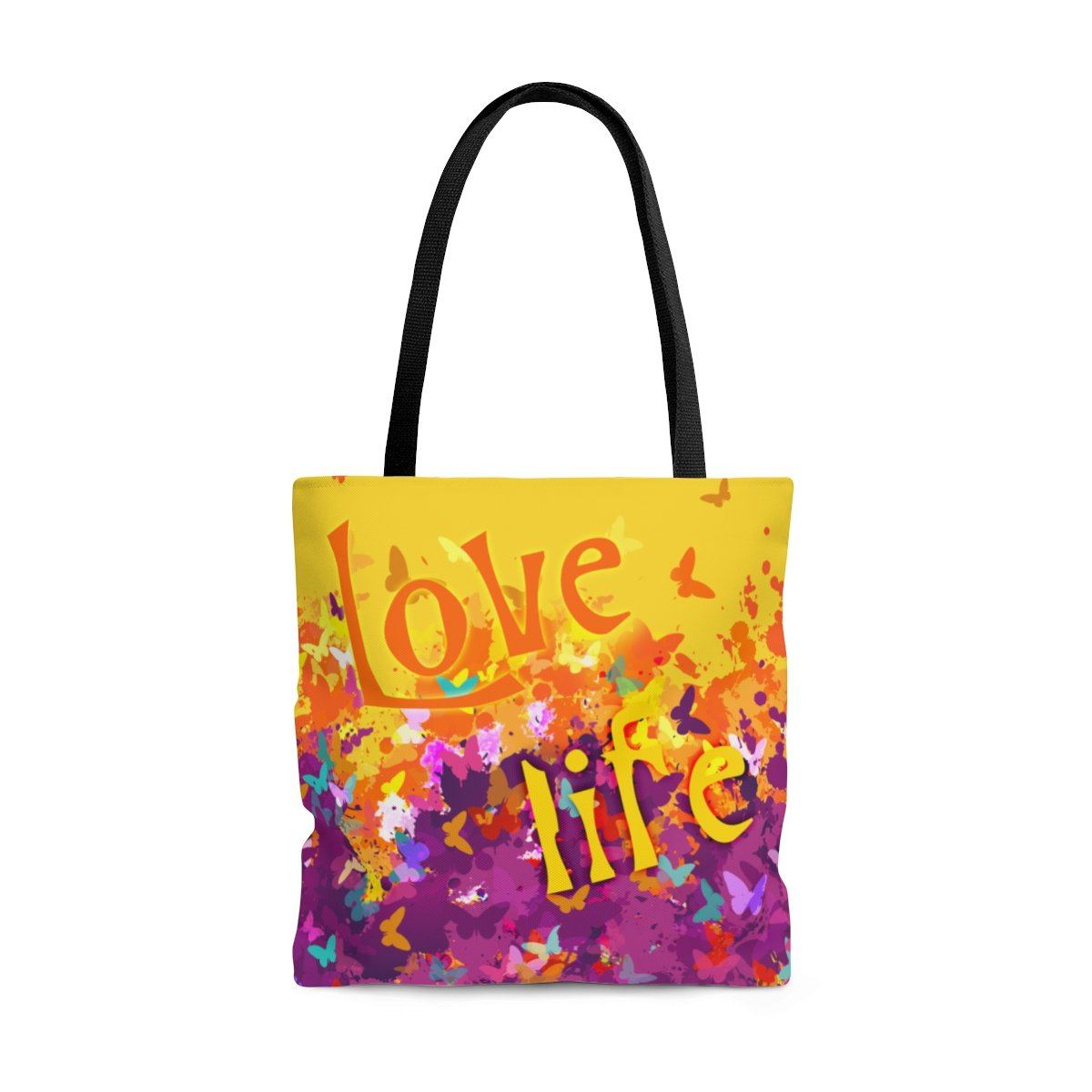 Love Life Butterfly AOP Tote Bag Bags Printify Large