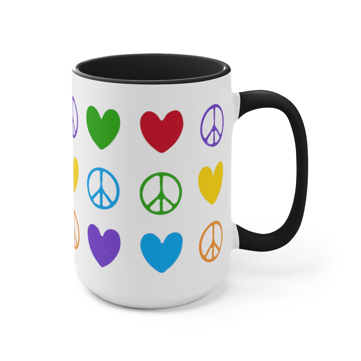 Peace And Love Two-Tone Coffee Mugs, 15oz
