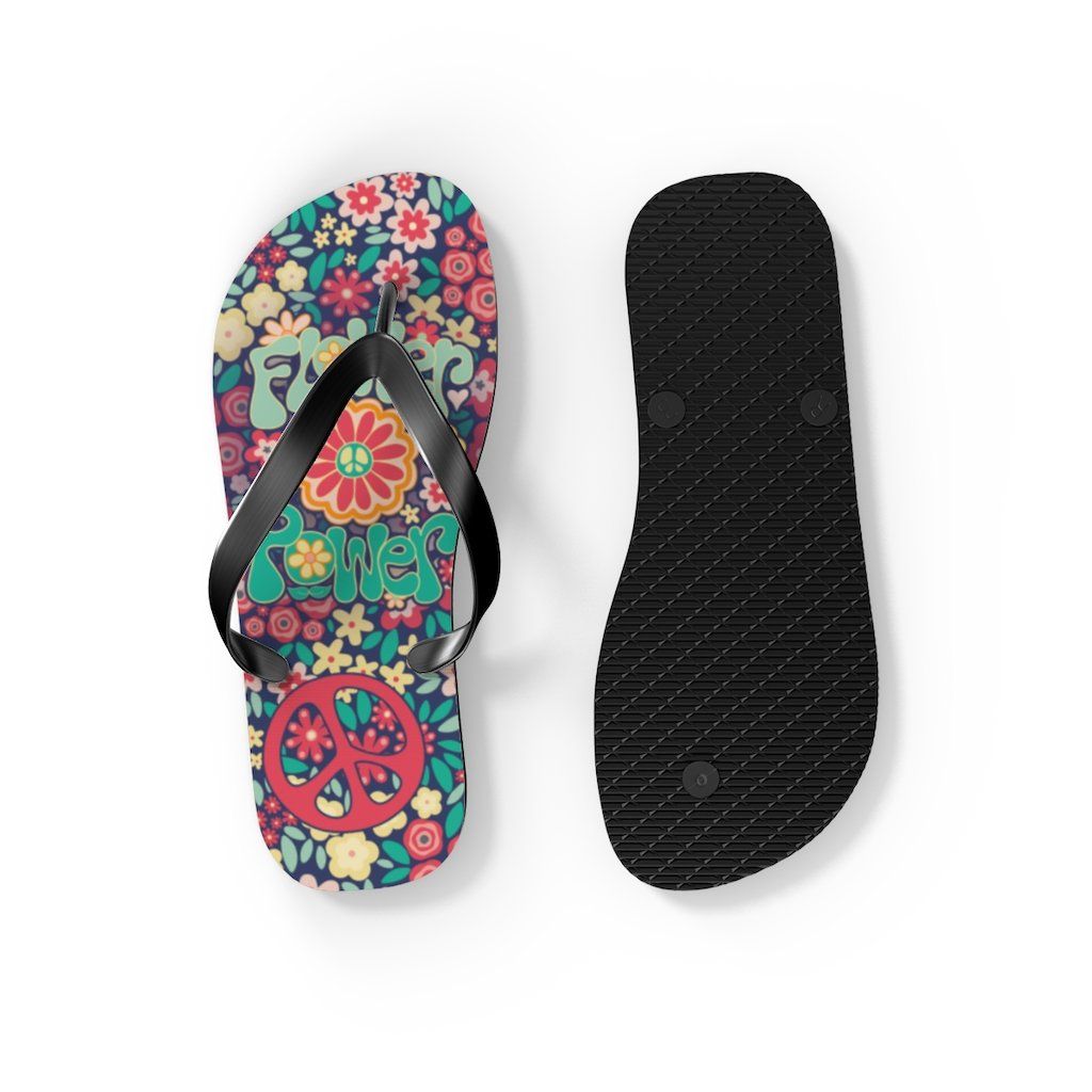 Flower Powers Unisex Flip Flops Shoes Printify