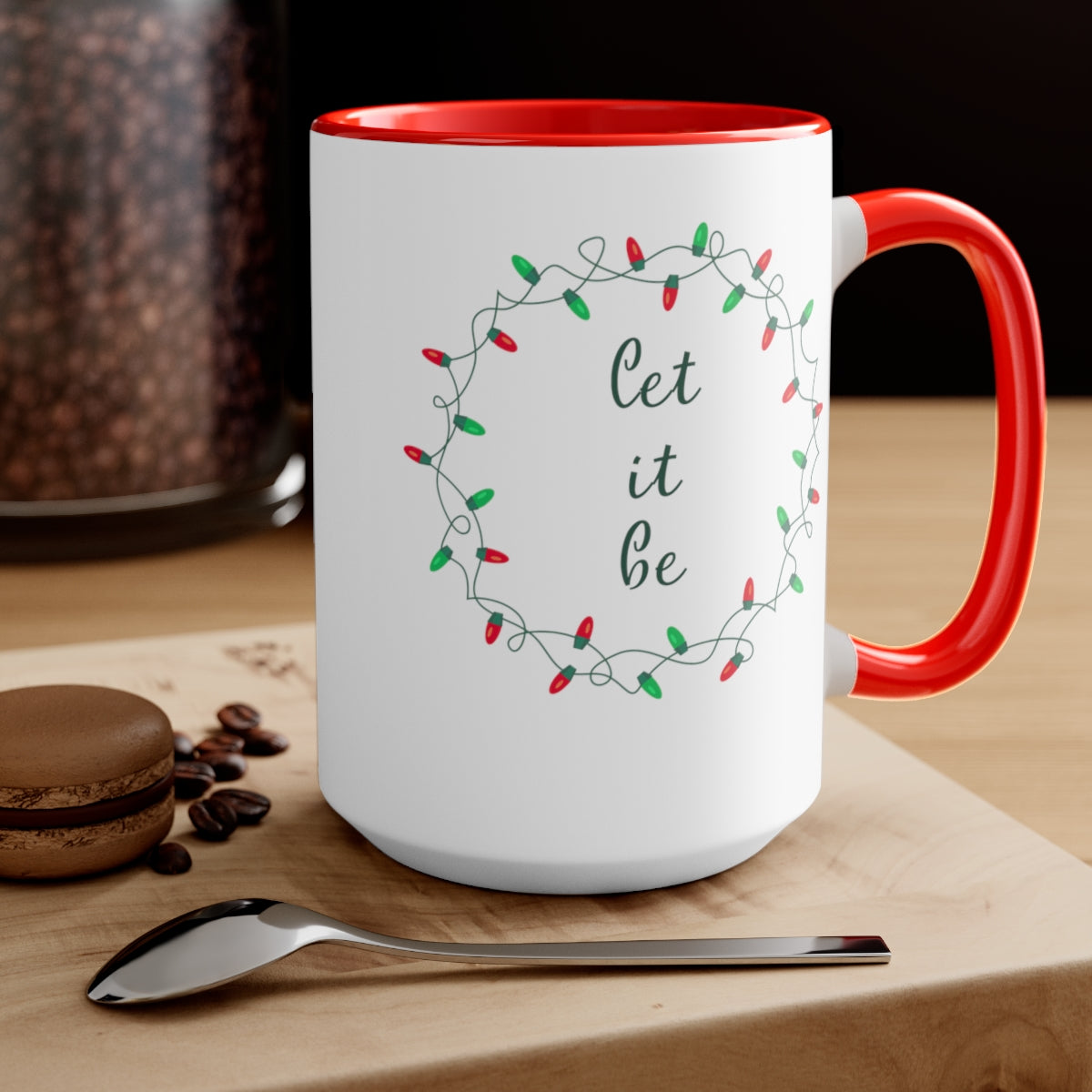 Let It Be Festive Two-Tone Coffee Mugs, 15oz