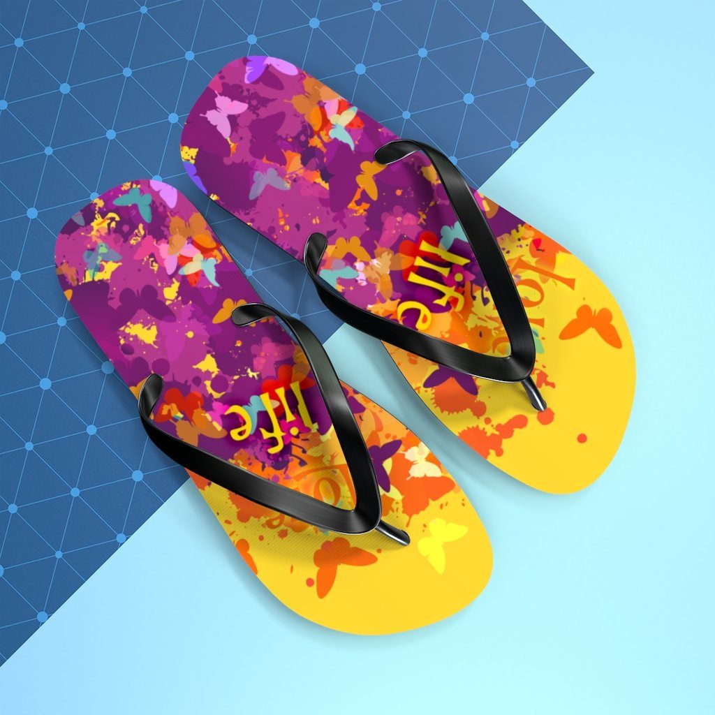 Love Life Unisex Flip-Flops Shoes Printify