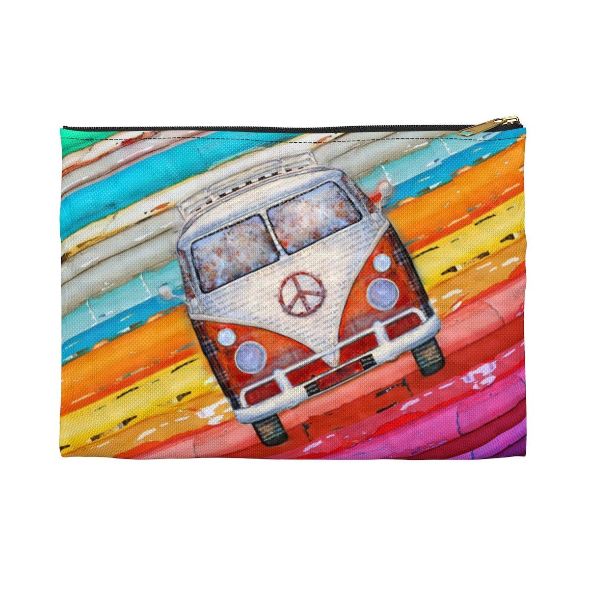 Hippie Van Accessory Pouch Bags Printify Small Black