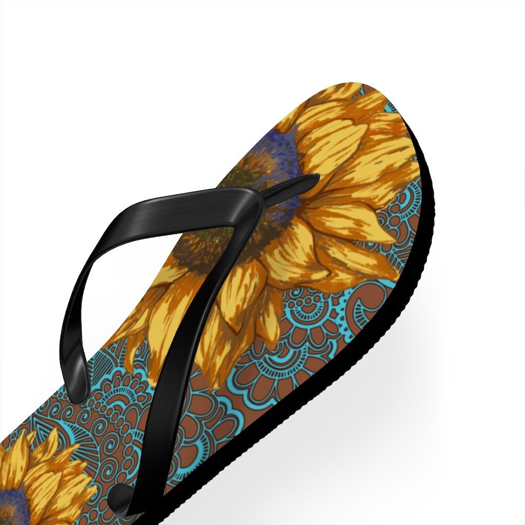 Sunflower Flip Flops Shoes Printify