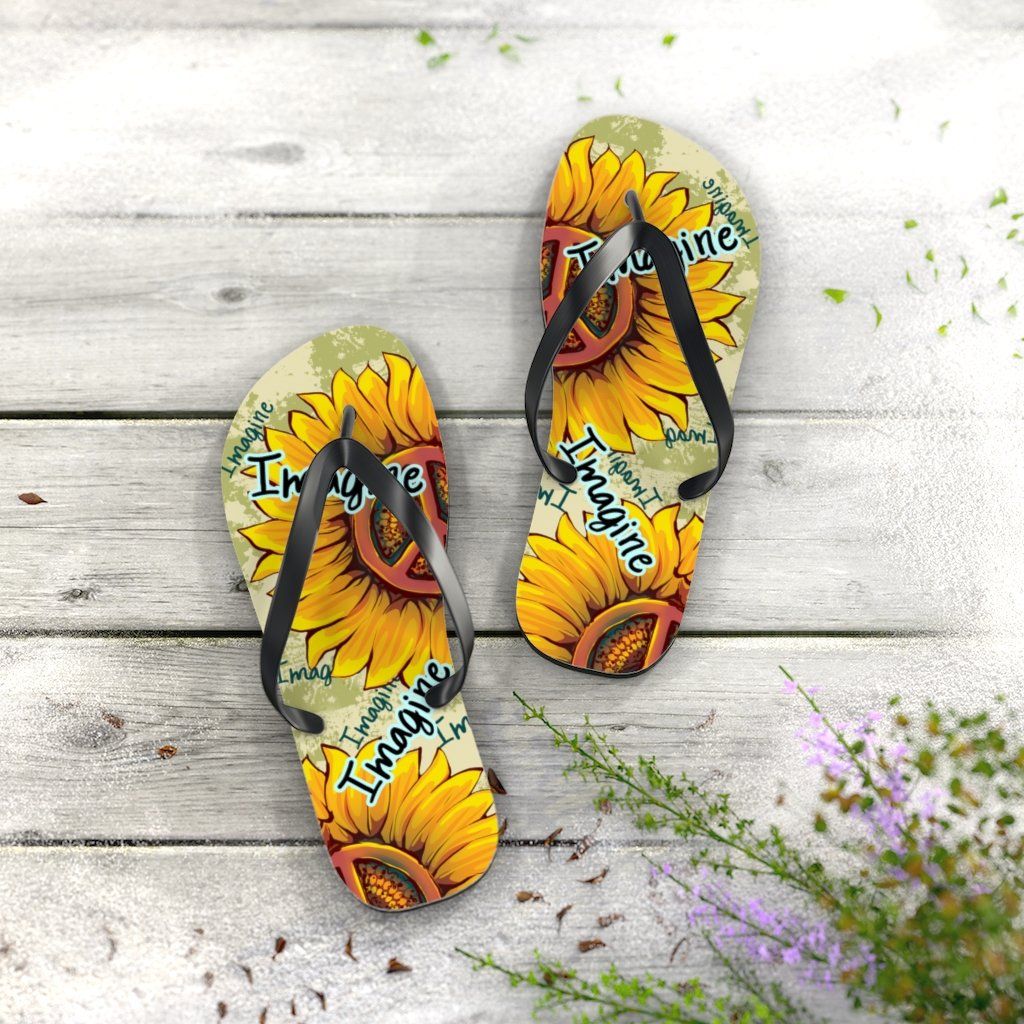 Imagine - Sunflower - Unisex FlipFlops Shoes Printify