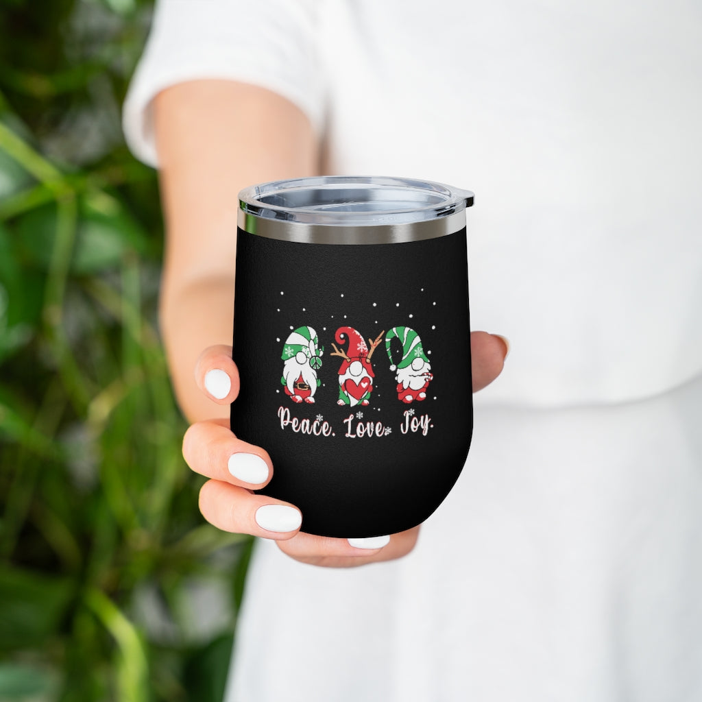 Gnomes- Peace- Love- Joy- Wine Tumbler