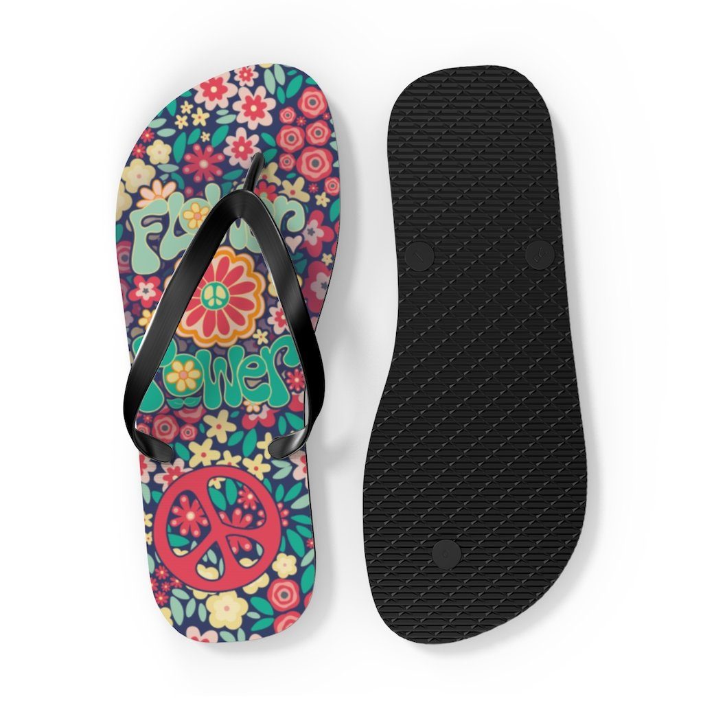 Flower Powers Unisex Flip Flops Shoes Printify