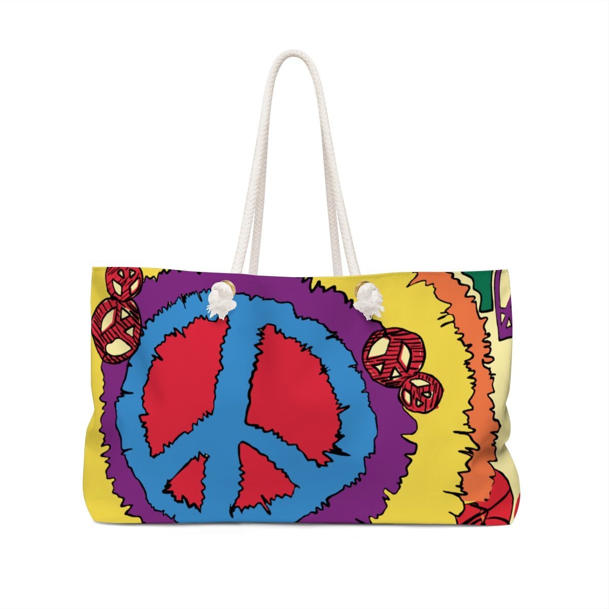 Peace Love Weekender Bag Bags Printify