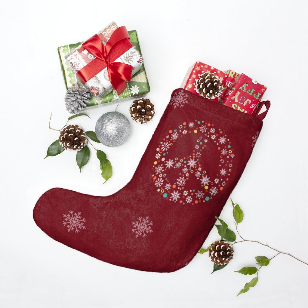 Holiday Peace Sign - Christmas Stockings Home Decor Printify One size