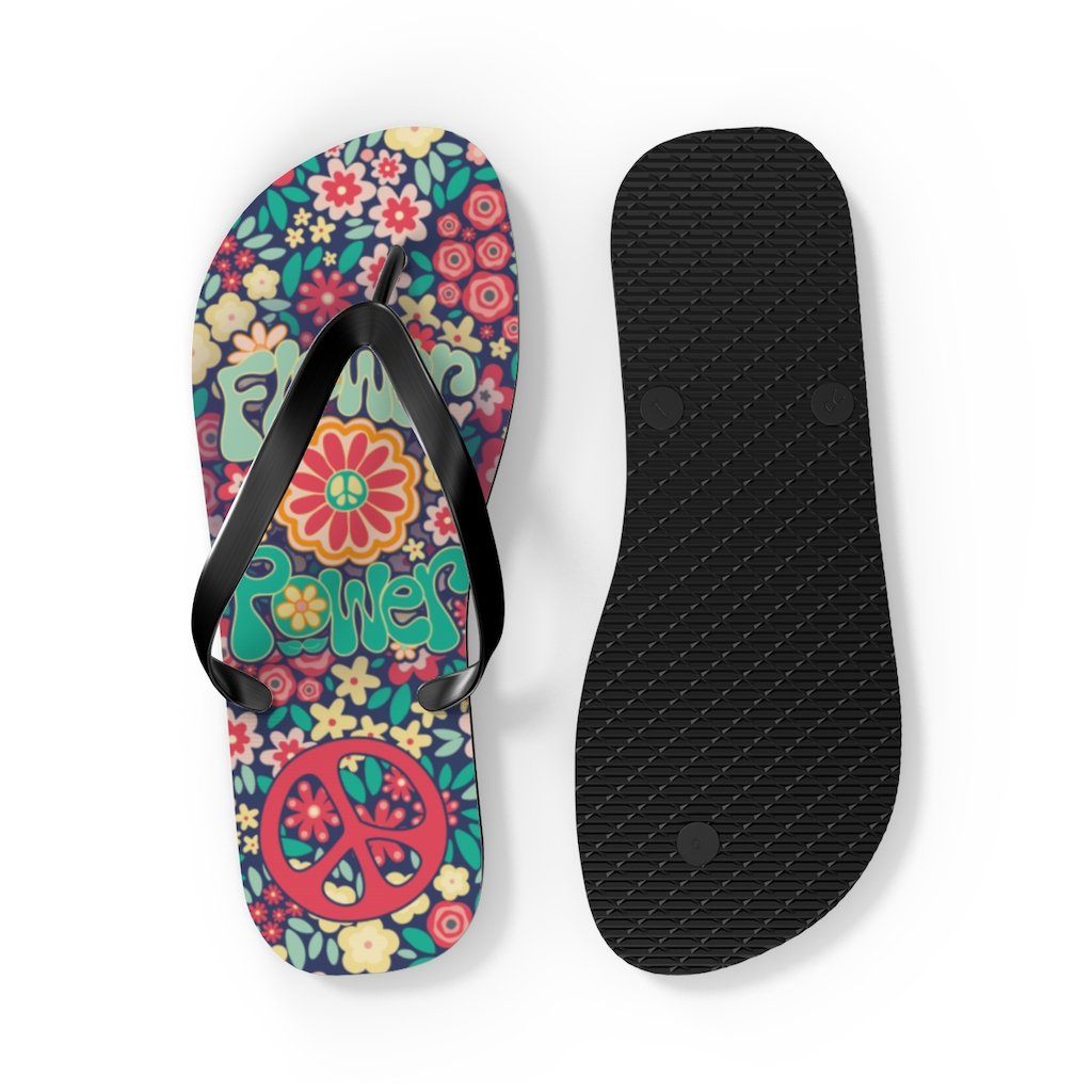 Flower Powers Unisex Flip Flops Shoes Printify