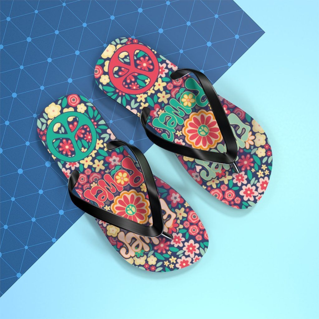 Flower Powers Unisex Flip Flops Shoes Printify