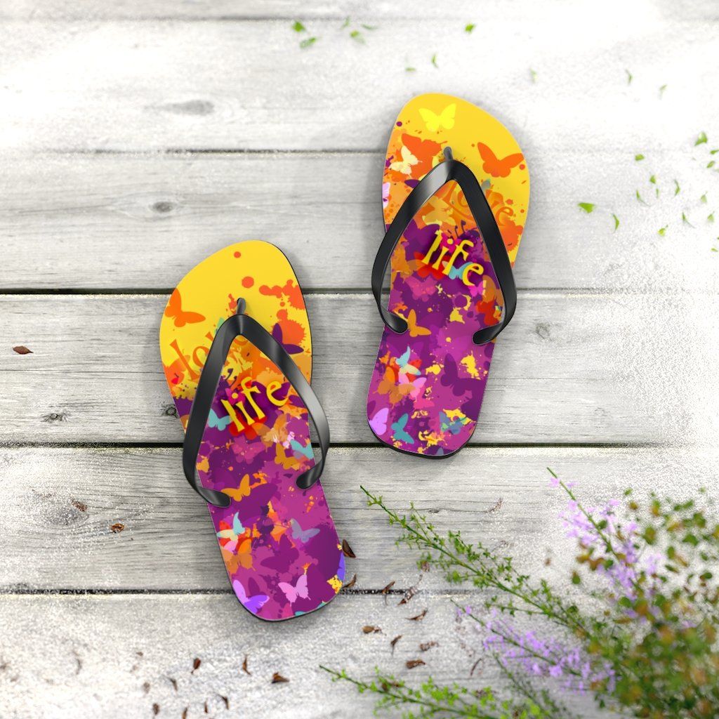 Love Life Unisex Flip-Flops Shoes Printify
