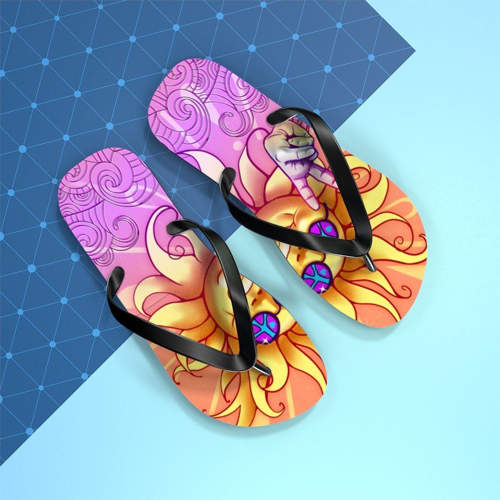 Sun - Peace Out - Unisex Flip Flops Shoes Printify